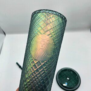 Starbucks 2023 Green Diamond Jeweled Soft Touch Cold Cup Tumbler 24 oz